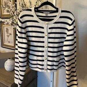 JCREW Emilie Navy and Cream Striped Sweater / Lady Jacket